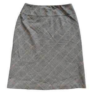 Crossing Pointe Vintage Gray Orange Plaid A-Line Pencil Mini Skirt Size 6
